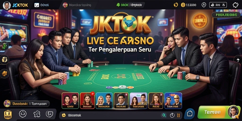 Tampilan gameplay seru JKTOK dengan dealer langsung di Live Casino.
