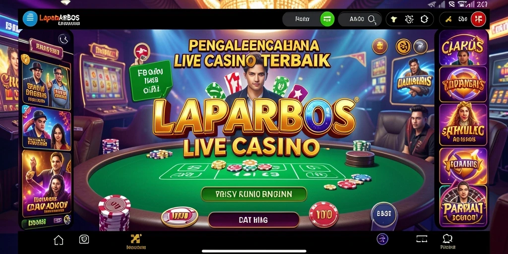 Screenshot LAPARBOS menampilkan dealer langsung dalam aksi permainan casino.