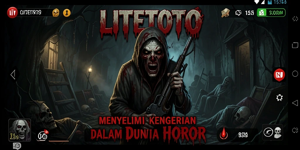 Tampilan gameplay LITETOTO yang menegangkan saat menjelajahi tempat angker.