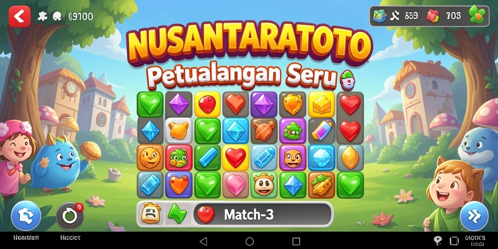 Tampilan gameplay seru NUSANTARATOTO dengan tantangan Match-3.