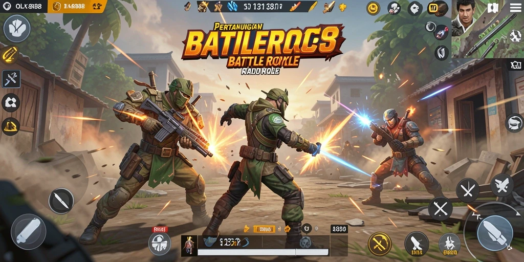 Gameplay mendebarkan dalam pertarungan Battle Royale yang intens.
