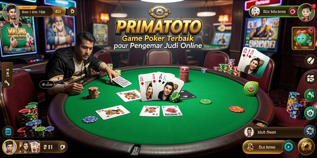 Tampilan gameplay seru di PRIMATOTO dengan fitur Poker menarik.