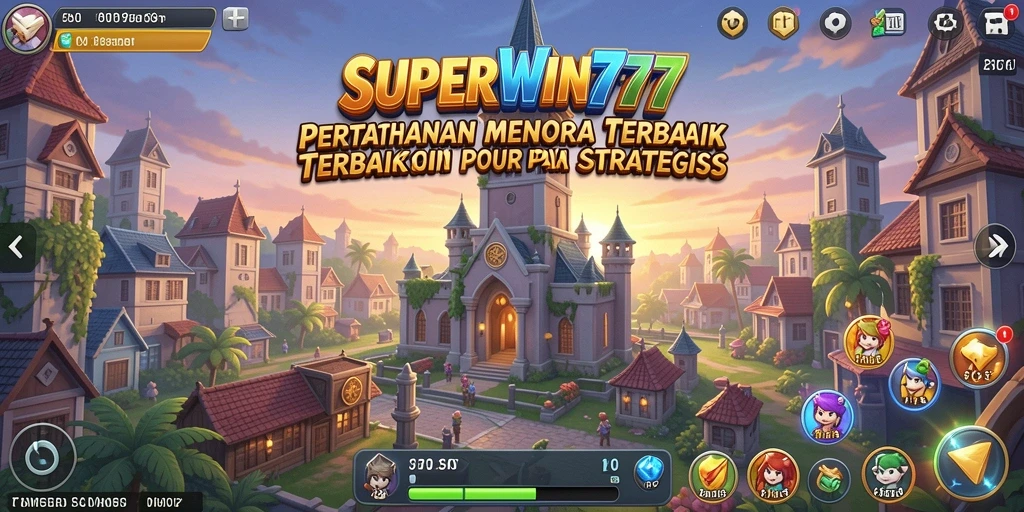 Tampilan gameplay <strong>SUPERWIN777</strong> dengan menara dan strategi pertahanan yang menarik.