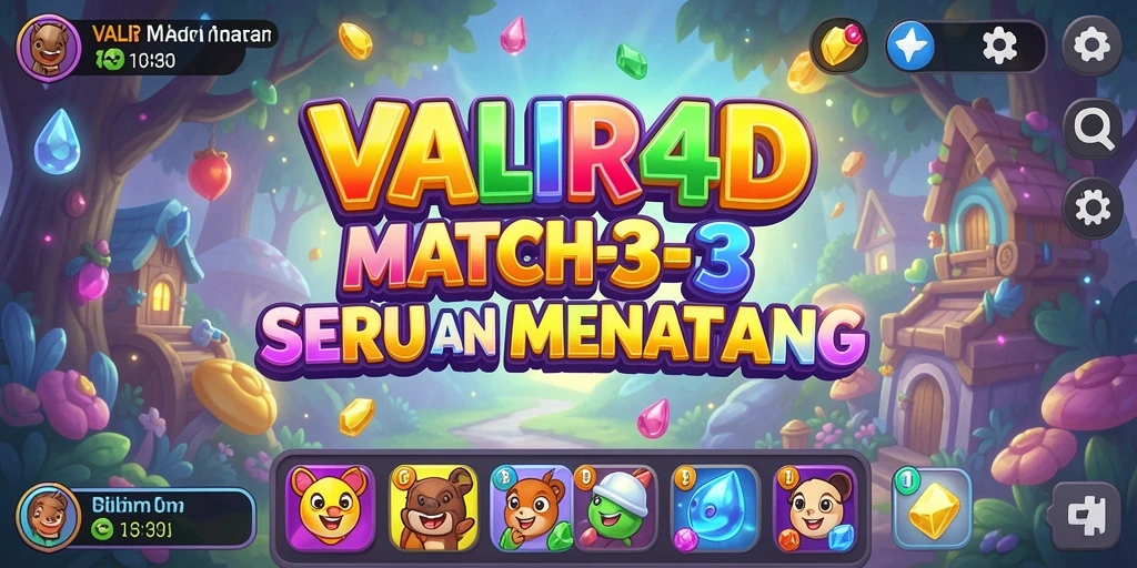 Gameplay menarik dari VALIR4D menampilkan elemen Match-3 yang penuh warna.