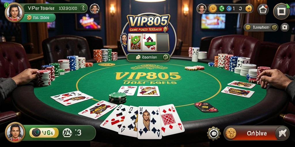 Screenshot menunjukkan pemain sedang berkompetisi dalam pertandingan Poker yang seru.